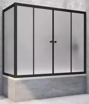Шторка на ванну стеклянная «Vegas Glass» Z2V+ZVF Novo 160/70/140 сатин/чёрная матовая универсальная