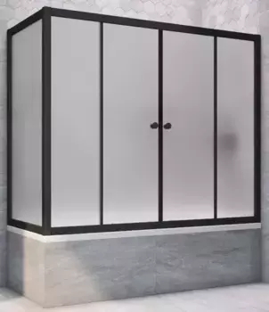 Шторка на ванну стеклянная «Vegas Glass» Z2V+ZVF Novo 170/80/140 сатин/чёрная матовая универсальная