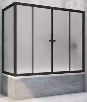 Шторка на ванну стеклянная «Vegas Glass» Z2V+ZVF Novo 150/70/140 сатин/чёрная матовая универсальная