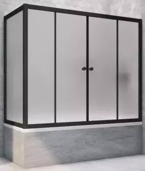 Шторка на ванну стеклянная «Vegas Glass» Z2V+ZVF Novo 160/90/140 сатин/чёрная матовая универсальная