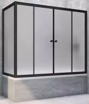 Шторка на ванну стеклянная «Vegas Glass» Z2V+ZVF Novo 180/70/140 сатин/чёрная матовая универсальная