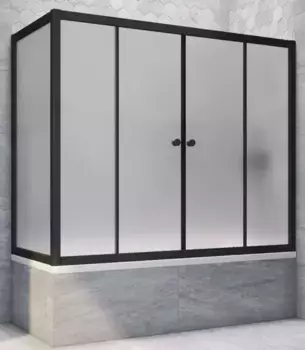Шторка на ванну стеклянная «Vegas Glass» Z2V+ZVF Novo 160/75/140 сатин/чёрная матовая универсальная