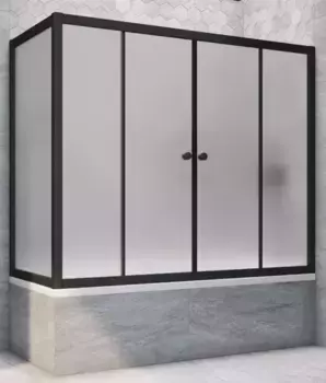 Шторка на ванну стеклянная «Vegas Glass» Z2V+ZVF Novo 180/75/140 сатин/чёрная матовая универсальная
