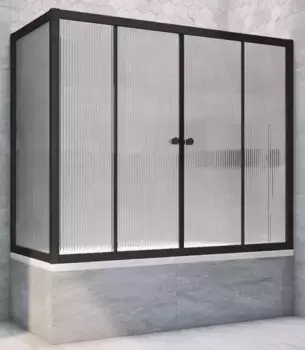 Шторка на ванну стеклянная «Vegas Glass» Z2V+ZVF Novo 170/70 Moru рифлёная/чёрная матовая универсальная