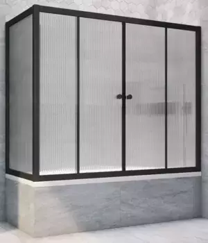 Шторка на ванну стеклянная «Vegas Glass» Z2V+ZVF Novo 155/70 Moru рифлёная/чёрная матовая универсальная