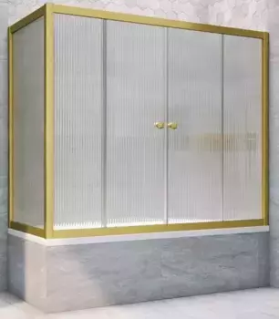 Шторка на ванну стеклянная «Vegas Glass» Z2V+ZVF Novo 150/80 Moru рифлёная/золото матовое универсальная