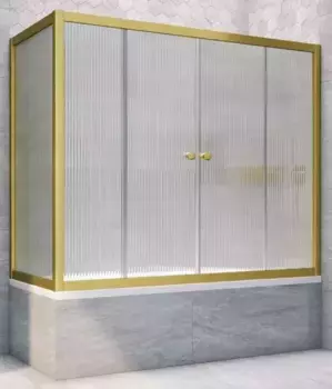 Шторка на ванну стеклянная «Vegas Glass» Z2V+ZVF Novo 150/75 Moru рифлёная/золото матовое универсальная