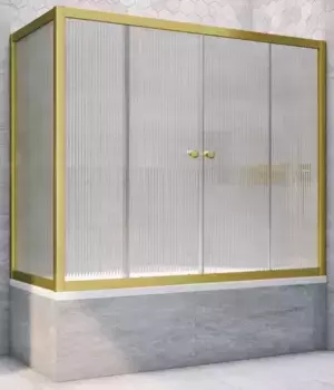 Шторка на ванну стеклянная «Vegas Glass» Z2V+ZVF Novo 170/70 Moru рифлёная/золото матовое универсальная