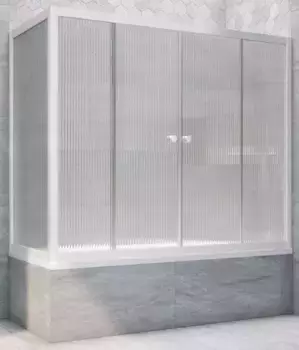 Шторка на ванну стеклянная «Vegas Glass» Z2V+ZVF Novo 170/70 Moru рифлёная/белая универсальная