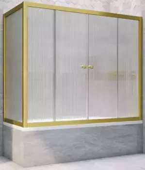 Шторка на ванну стеклянная «Vegas Glass» Z2V+ZVF Novo 170/75 Moru рифлёная/золото матовое универсальная