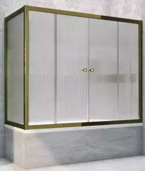Шторка на ванну стеклянная «Vegas Glass» Z2V+ZVF Tur Novo 150/80 Moru рифлёная/бронза универсальная
