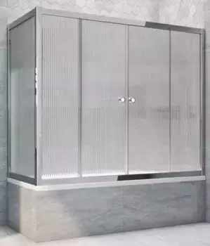 Шторка на ванну стеклянная «Vegas Glass» Z2V+ZVF Tur Novo 150/75 Moru рифлёная/хром глянцевая универсальная