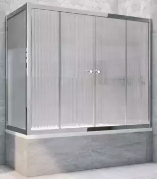 Шторка на ванну стеклянная «Vegas Glass» Z2V+ZVF Tur Novo 150/80 Moru рифлёная/хром глянцевая универсальная