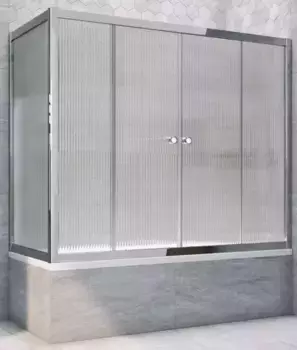 Шторка на ванну стеклянная «Vegas Glass» Z2V+ZVF Tur Novo 155/70 Moru рифлёная/хром глянцевая универсальная
