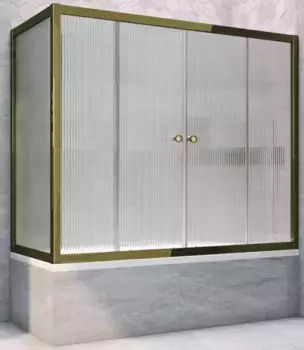 Шторка на ванну стеклянная «Vegas Glass» Z2V+ZVF Tur Novo 155/80 Moru рифлёная/бронза универсальная