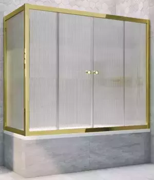 Шторка на ванну стеклянная «Vegas Glass» Z2V+ZVF Tur Novo 150/70 Moru рифлёная/золото универсальная