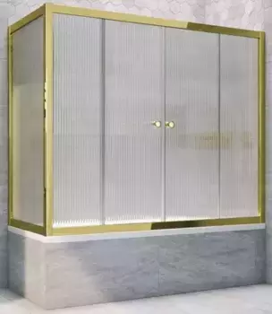Шторка на ванну стеклянная «Vegas Glass» Z2V+ZVF Tur Novo 150/75 Moru рифлёная/золото универсальная