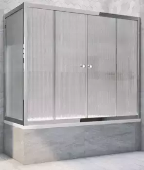 Шторка на ванну стеклянная «Vegas Glass» Z2V+ZVF Tur Novo 155/80 Moru рифлёная/хром глянцевая универсальная