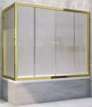 Шторка на ванну стеклянная «Vegas Glass» Z2V+ZVF Tur Novo 160/70 Moru рифлёная/золото универсальная