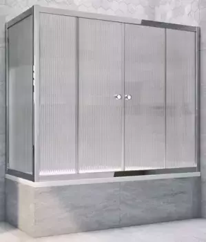 Шторка на ванну стеклянная «Vegas Glass» Z2V+ZVF Tur Novo 150/70 Moru рифлёная/хром глянцевая универсальная