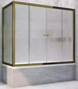 Шторка на ванну стеклянная «Vegas Glass» Z2V+ZVF Tur Novo 150/90 Moru рифлёная/бронза универсальная