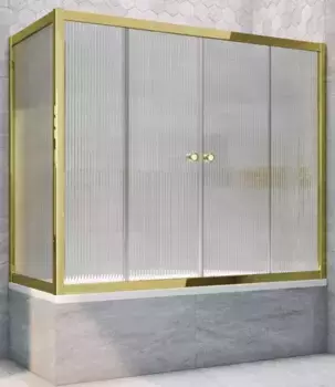 Шторка на ванну стеклянная «Vegas Glass» Z2V+ZVF Tur Novo 155/70 Moru рифлёная/золото универсальная