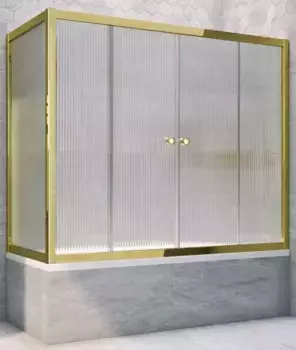 Шторка на ванну стеклянная «Vegas Glass» Z2V+ZVF Tur Novo 155/90 Moru рифлёная/золото универсальная