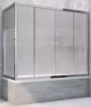 Шторка на ванну стеклянная «Vegas Glass» Z2V+ZVF Tur Novo 150/90 Moru рифлёная/хром глянцевая универсальная