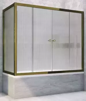 Шторка на ванну стеклянная «Vegas Glass» Z2V+ZVF Tur Novo 160/70 Moru рифлёная/бронза универсальная