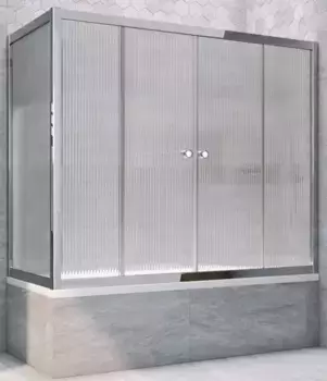 Шторка на ванну стеклянная «Vegas Glass» Z2V+ZVF Tur Novo 160/85 Moru рифлёная/хром глянцевая универсальная
