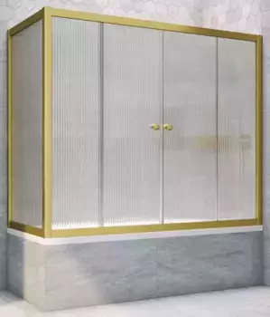 Шторка на ванну стеклянная «Vegas Glass» Z2V+ZVF Novo 190/80 Moru рифлёная/золото матовое универсальная