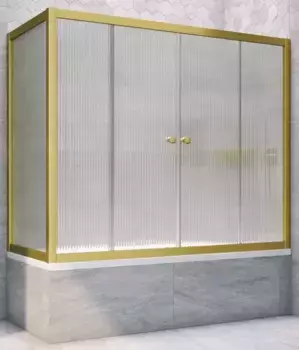 Шторка на ванну стеклянная «Vegas Glass» Z2V+ZVF Novo 200/85 Moru рифлёная/золото матовое универсальная