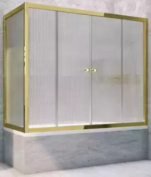 Шторка на ванну стеклянная «Vegas Glass» Z2V+ZVF Tur Novo 155/85 Moru рифлёная/золото универсальная
