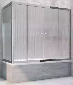 Шторка на ванну стеклянная «Vegas Glass» Z2V+ZVF Tur Novo 170/85 Moru рифлёная/хром глянцевая универсальная
