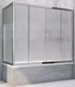 Шторка на ванну стеклянная «Vegas Glass» Z2V+ZVF Tur Novo 180/85 Moru рифлёная/хром глянцевая универсальная