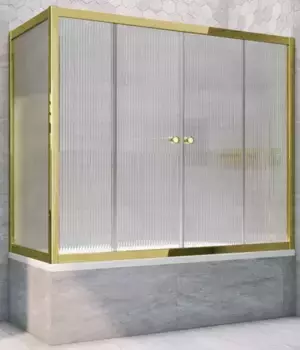 Шторка на ванну стеклянная «Vegas Glass» Z2V+ZVF Tur Novo 180/90 Moru рифлёная/золото универсальная