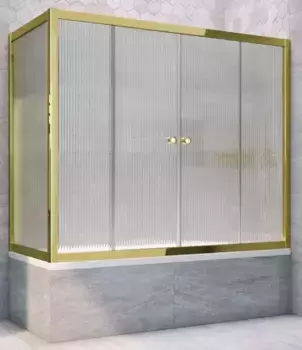 Шторка на ванну стеклянная «Vegas Glass» Z2V+ZVF Tur Novo 185/90 Moru рифлёная/золото универсальная