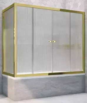 Шторка на ванну стеклянная «Vegas Glass» Z2V+ZVF Tur Novo 190/70 Moru рифлёная/золото универсальная