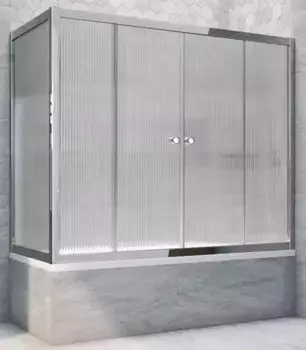 Шторка на ванну стеклянная «Vegas Glass» Z2V+ZVF Tur Novo 190/85 Moru рифлёная/хром глянцевая универсальная