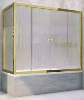 Шторка на ванну стеклянная «Vegas Glass» Z2V+ZVF Tur Novo 175/90 Moru рифлёная/золото универсальная