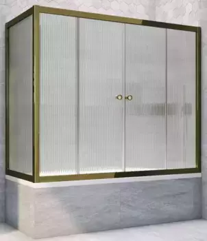 Шторка на ванну стеклянная «Vegas Glass» Z2V+ZVF Tur Novo 185/75 Moru рифлёная/бронза универсальная