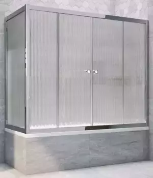 Шторка на ванну стеклянная «Vegas Glass» Z2V+ZVF Tur Novo 165/90 Moru рифлёная/хром глянцевая универсальная