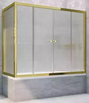 Шторка на ванну стеклянная «Vegas Glass» Z2V+ZVF Tur Novo 170/75 Moru рифлёная/золото универсальная