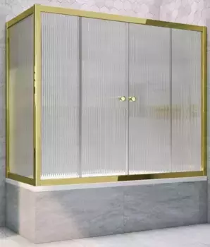 Шторка на ванну стеклянная «Vegas Glass» Z2V+ZVF Tur Novo 170/85 Moru рифлёная/золото универсальная