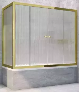 Шторка на ванну стеклянная «Vegas Glass» Z2V+ZVF Tur Novo 175/75 Moru рифлёная/золото универсальная