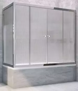 Шторка на ванну стеклянная «Vegas Glass» Z2V+ZVF Tur Novo 175/90 Moru рифлёная/хром глянцевая универсальная