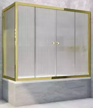 Шторка на ванну стеклянная «Vegas Glass» Z2V+ZVF Tur Novo 180/80 Moru рифлёная/золото универсальная