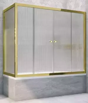 Шторка на ванну стеклянная «Vegas Glass» Z2V+ZVF Tur Novo 185/85 Moru рифлёная/золото универсальная