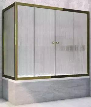 Шторка на ванну стеклянная «Vegas Glass» Z2V+ZVF Tur Novo 190/85 Moru рифлёная/бронза универсальная