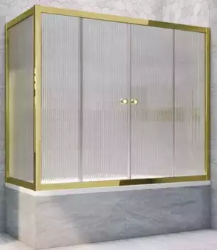 Шторка на ванну стеклянная «Vegas Glass» Z2V+ZVF Tur Novo 170/70 Moru рифлёная/золото универсальная
